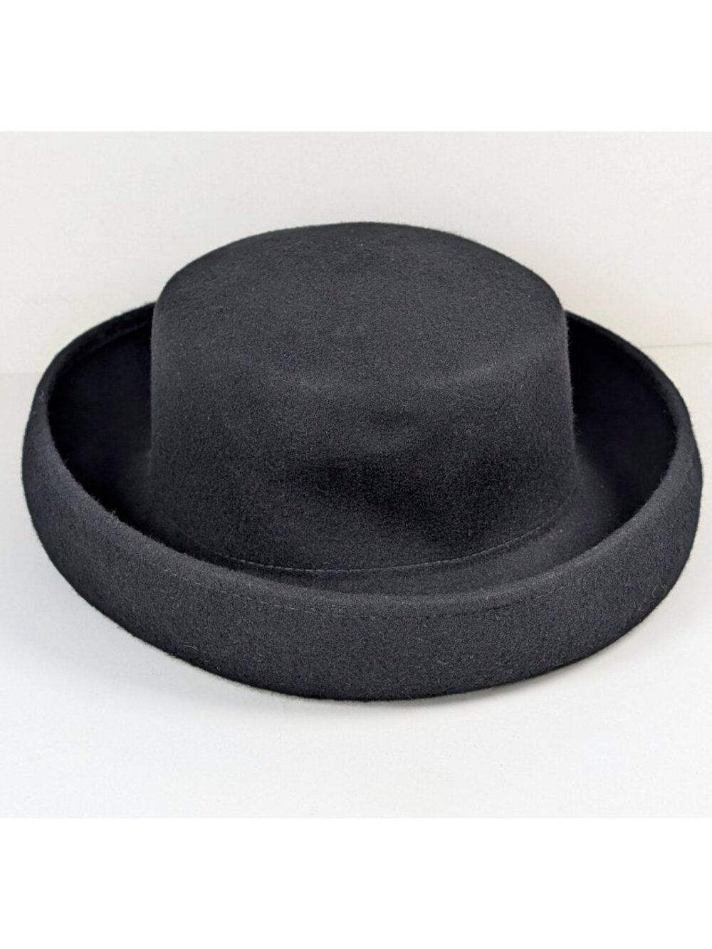 Scala Collection Black Rolled Brim Wool Hat Women's Classic Fashion Felt Chic